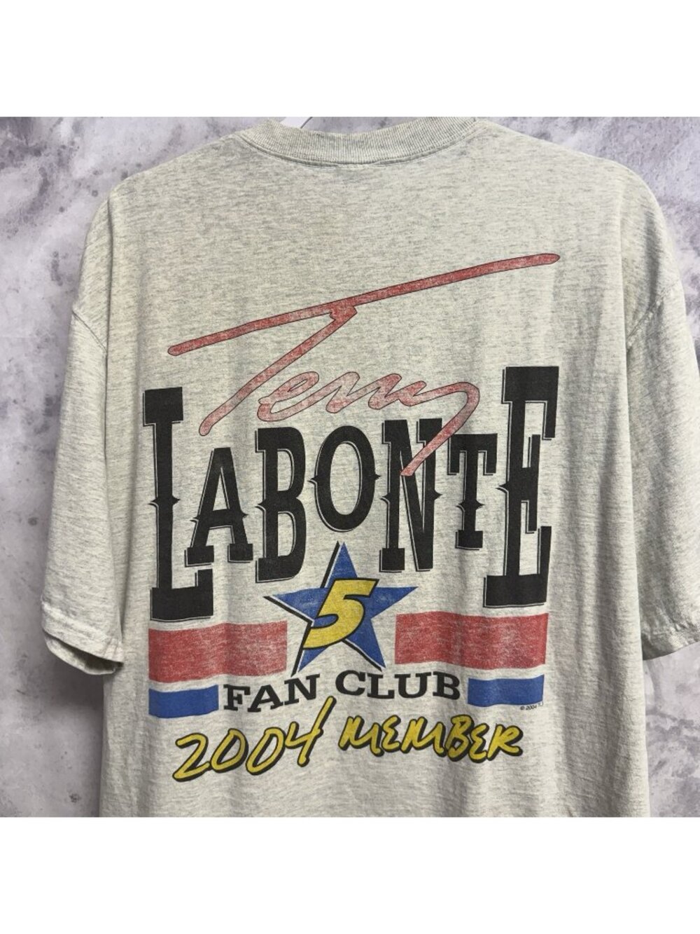 Vintage Terry Labonte T Shirt XL 2004 Fan Club Member NASCAR Racing Heather Grey